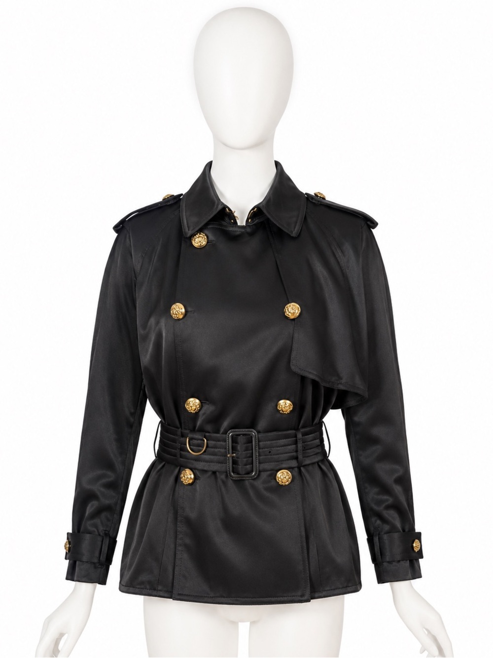 Burberry Black Silk Trent Regimental Jacket Size 6